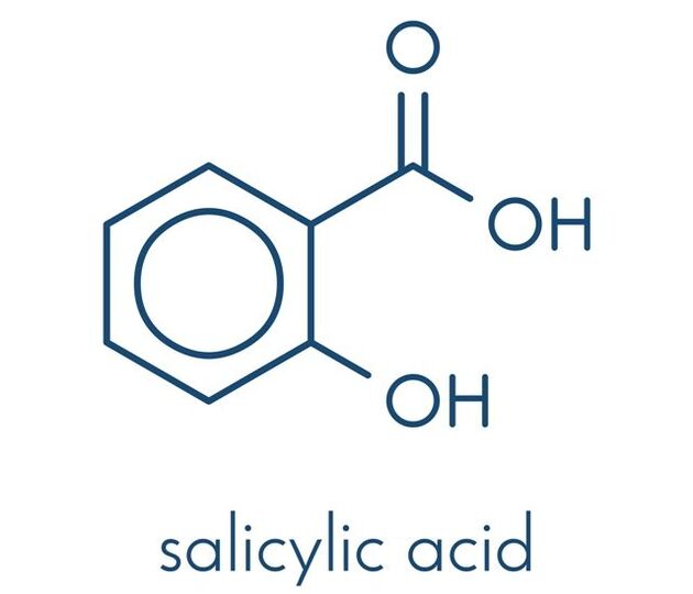 Structural formula of salicylic acid. 